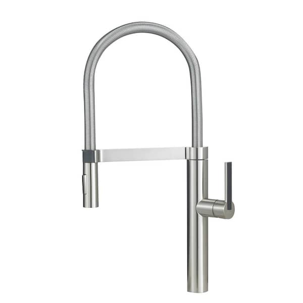 Blanco BLANCOCULINA Single Handle Pull Down Sprayer Kitchen Faucet in Classic Steel