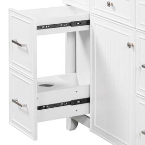 36 in. W x 18 in. D x 34 in. H Bath Vanity in White with White Resin Top,Soft Closing Door and Drawer