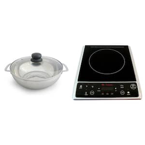 11.81 in. Induction Cooktop in Silver with 1 Element with 3.5L Stainless Steel Pot