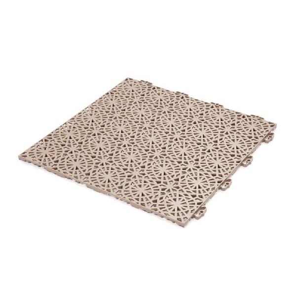 Bergo XL Tiles 1.24 ft. x 1.24 ft. PVC Deck Tiles in Cedar Wood, 35-Tiles per Case, 54 sq. ft.