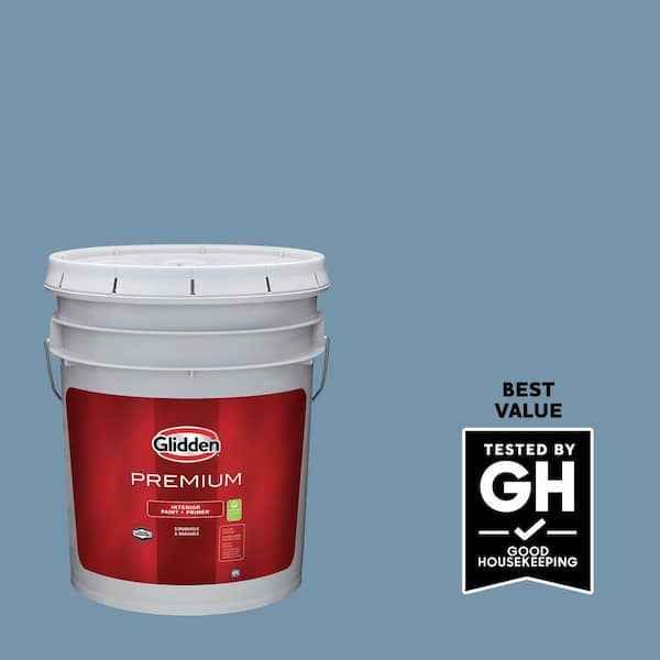 Glidden Premium 5 gal. PPG1153-5 Chalky Blue Satin Interior Latex