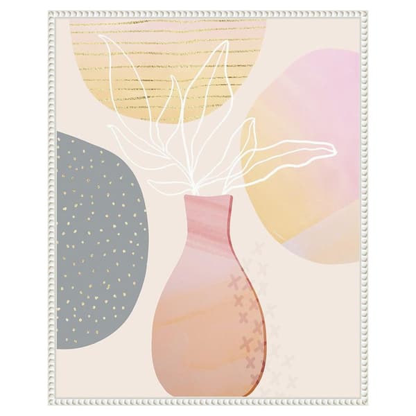 Amanti Art Mid Century Floral I by Andrea Haase 23 in. W x 28 in. H Canvas Float Frame in White