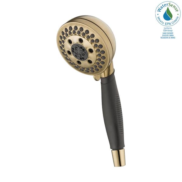 Delta 5-Spray Patterns Wall Mount Handheld Shower Head 1.75 GPM with H2Okinetic in Champagne Bronze