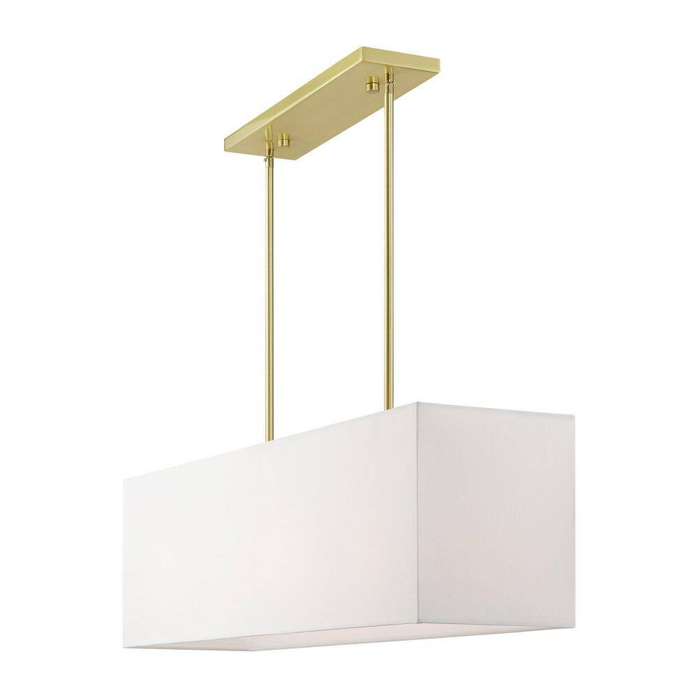 Summit Satin Brass 4-Light Linear Chandelier with Off-White Shade