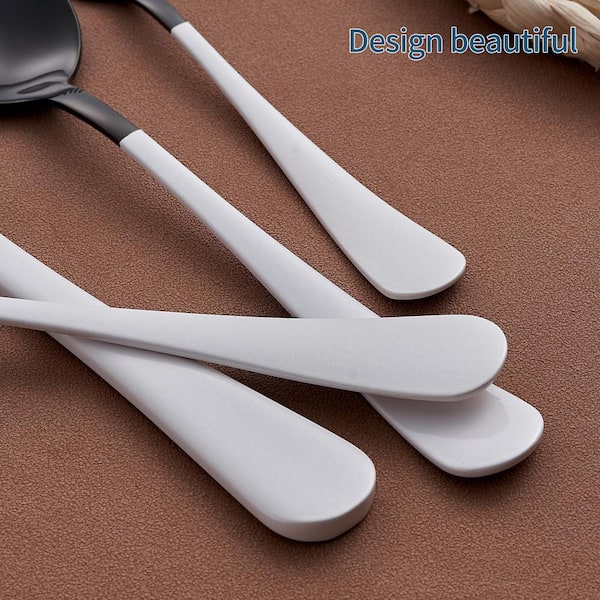 20-Piece Stainless Steel Serving Set White Handle 18/0 Cutlery Set