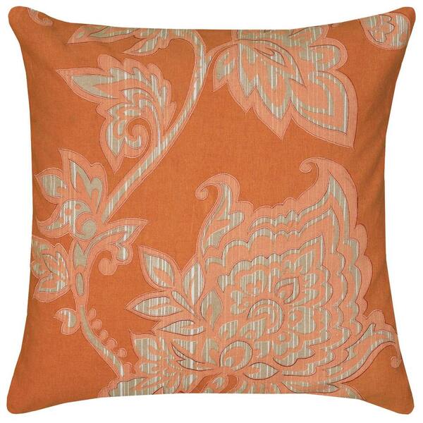 Channel Rust Orange Faux Fur Throw Pillow with Down-Alternative