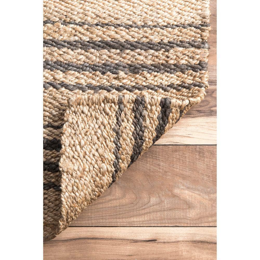 Sandy Natural Striped Jute Handmade Area Rug 3' x 5'
