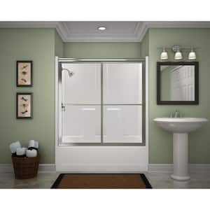 Everyday 60 in. x 30 in. x 72 in. Left Drain 1-Piece Bath and Shower Kit in Biscuit