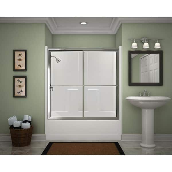 Aquatic Everyday 60 in. x 30 in. x 72 in. 1-Piece Bath and Shower Kit with Left Drain in Bone