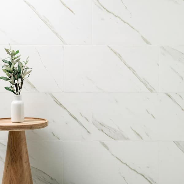 Pietra Calacatta 12 in. x 24 in. Matte Porcelain Marble Look Floor and Wall Tile (512 sq. ft./Pallet)