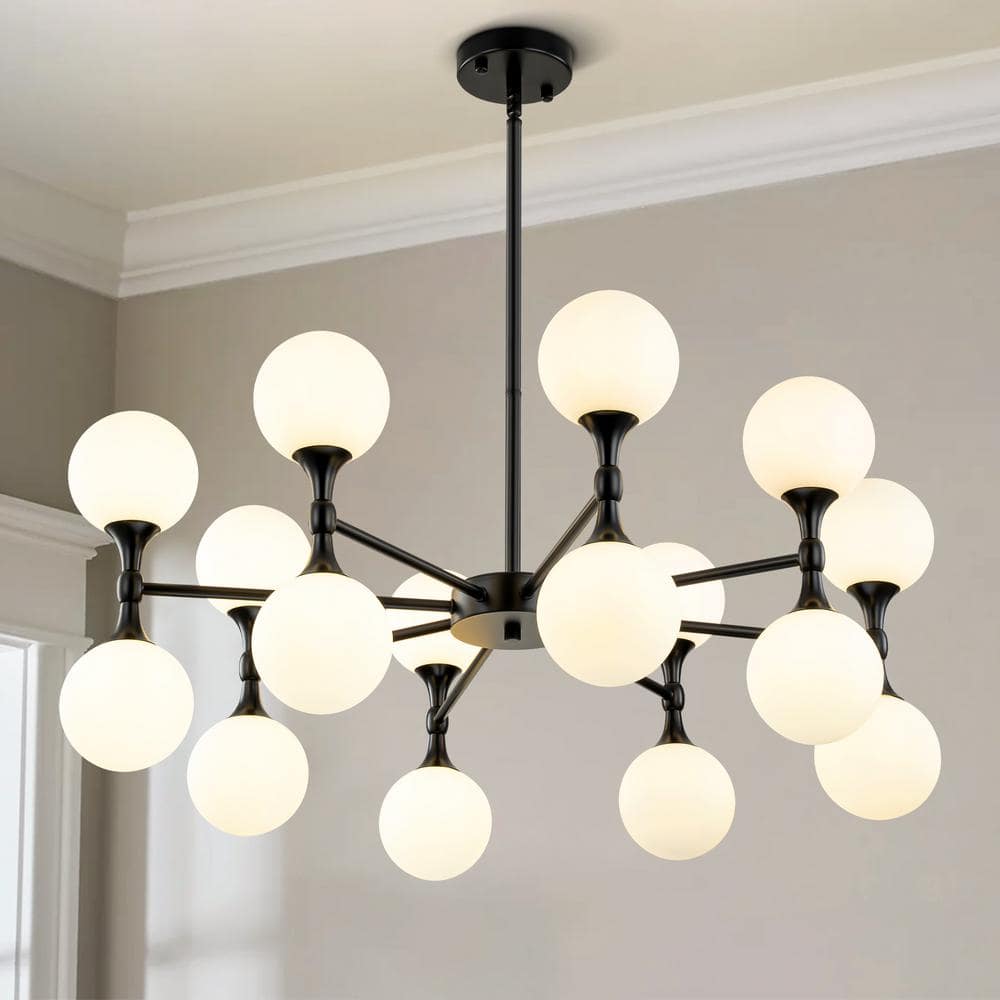 Zenobia 16-Light Black Sputnik Tiered Opal Globe Bubble Chandelier price history on PriceWatchPro
