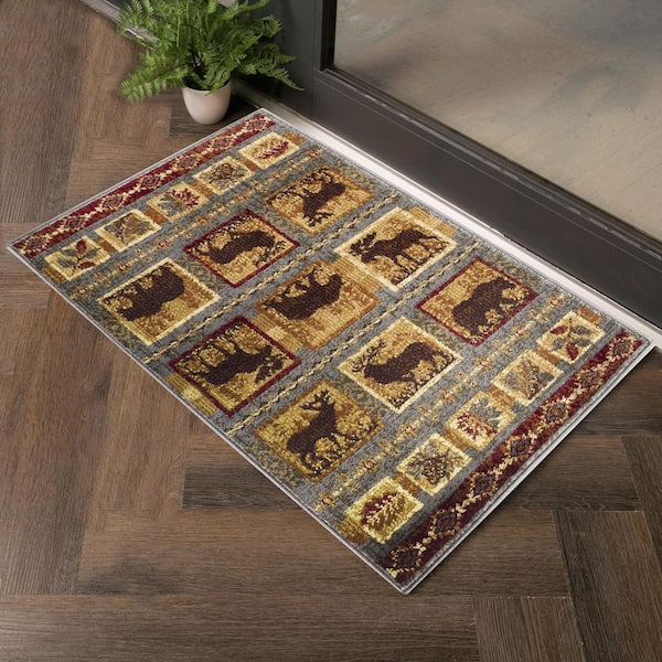 Nature's Nest Multi 5 ft. x 7 ft. Blue Lodge Area Rug