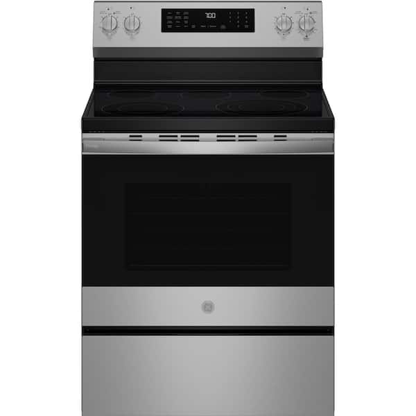 Profile 30 in. 5 Burner Smart Free-Standing Electric Convection Range with No Preheat Air Fry and EasyWash Oven Tray