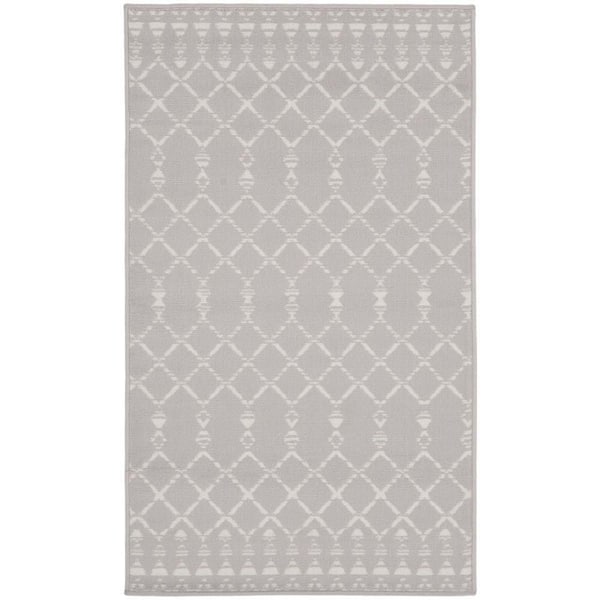 Nourison Whimsicle Grey 3 ft. x 5 ft. Geometric Bohemian Kitchen Area Rug
