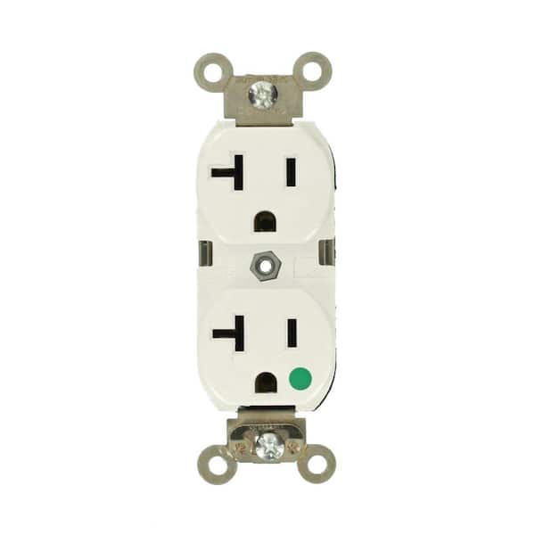 20 Amp 125 V Hospital Grade Duplex Outlet/Receptacle, White (1-Pack) 8300-HLW