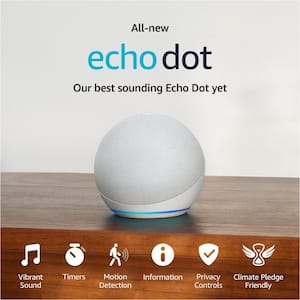 Echo Dot (5th Gen, 2022 release) Smart speaker with Alexa Glacier White
