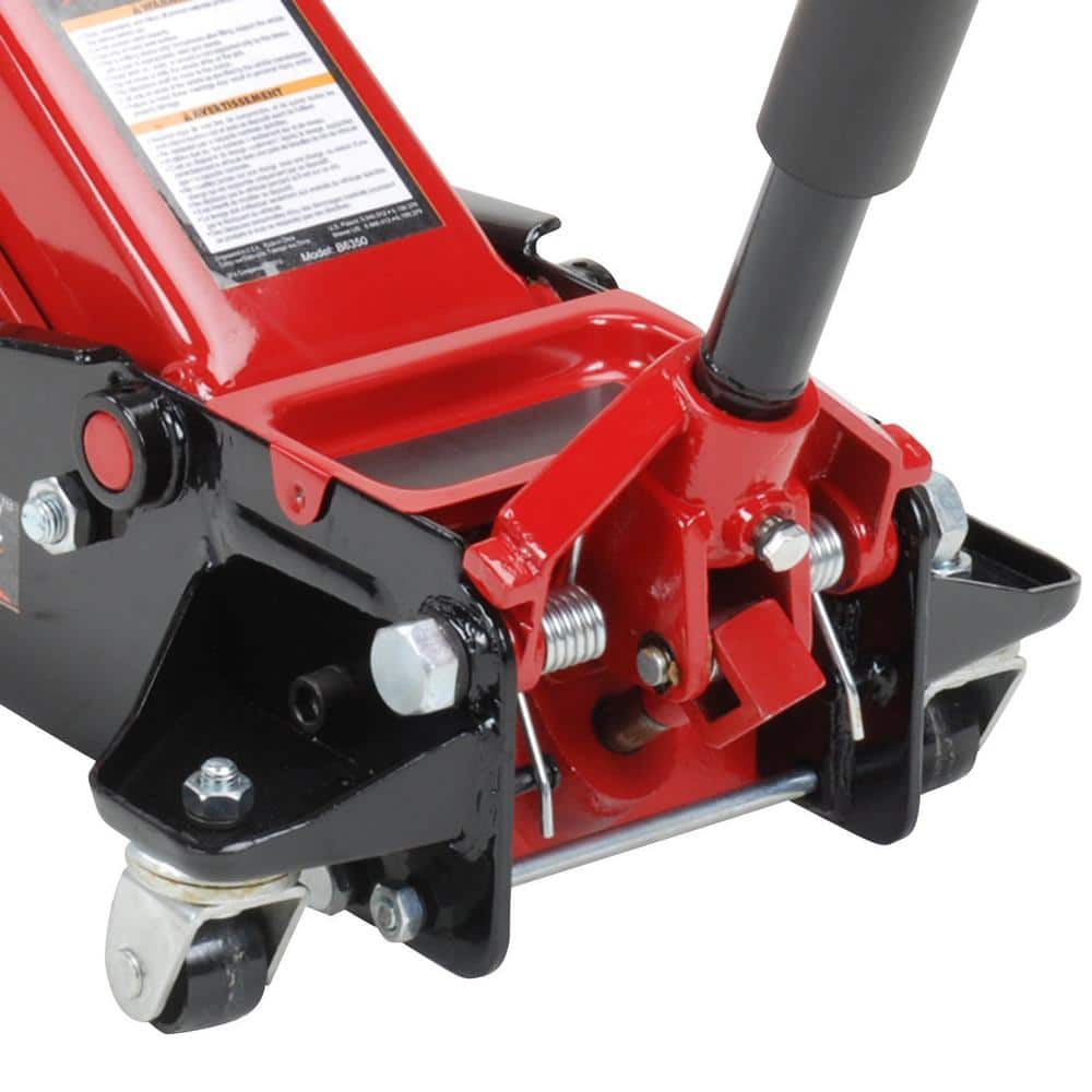 Black and Red Heavy-Duty Steel 3.5 Ton Hydraulic Service Jack