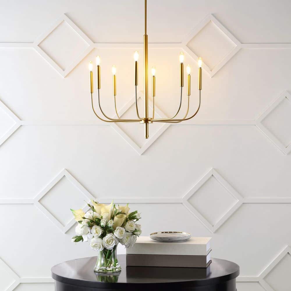 Amoros Mid-Century Transitional 27.25" Gold Satin Antler LED Chandelier