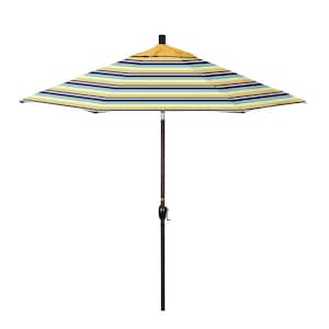9 ft. Bronze Aluminum Market Patio Umbrella with Crank and Push-Button Tilt in Captiva Admiral-Canary Pacifica Premium