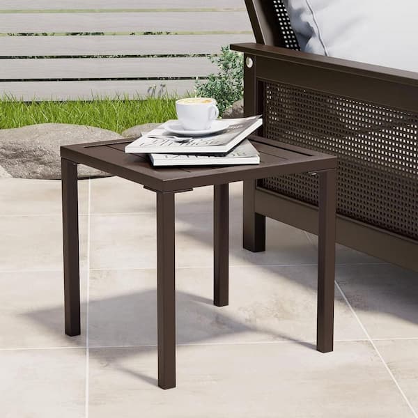 Unbranded Brown Square Aluminum Outdoor Side Table