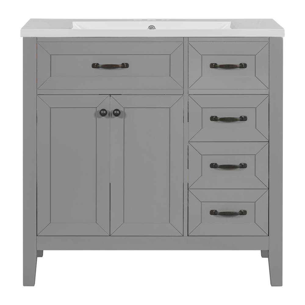 36 in. W x 18 in. D x 36 in. H Single Sink Freestanding Bath Vanity in Gray