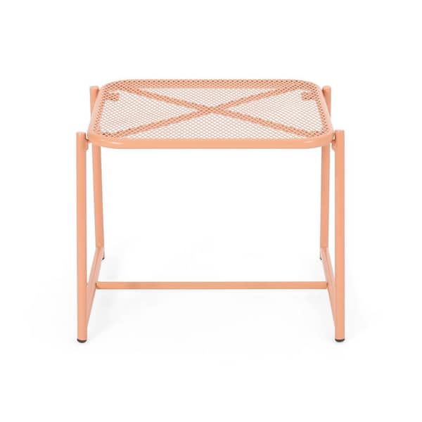 Angel Sar 16.25 in. H Orange Rectangular Metal Outdoor Side Table