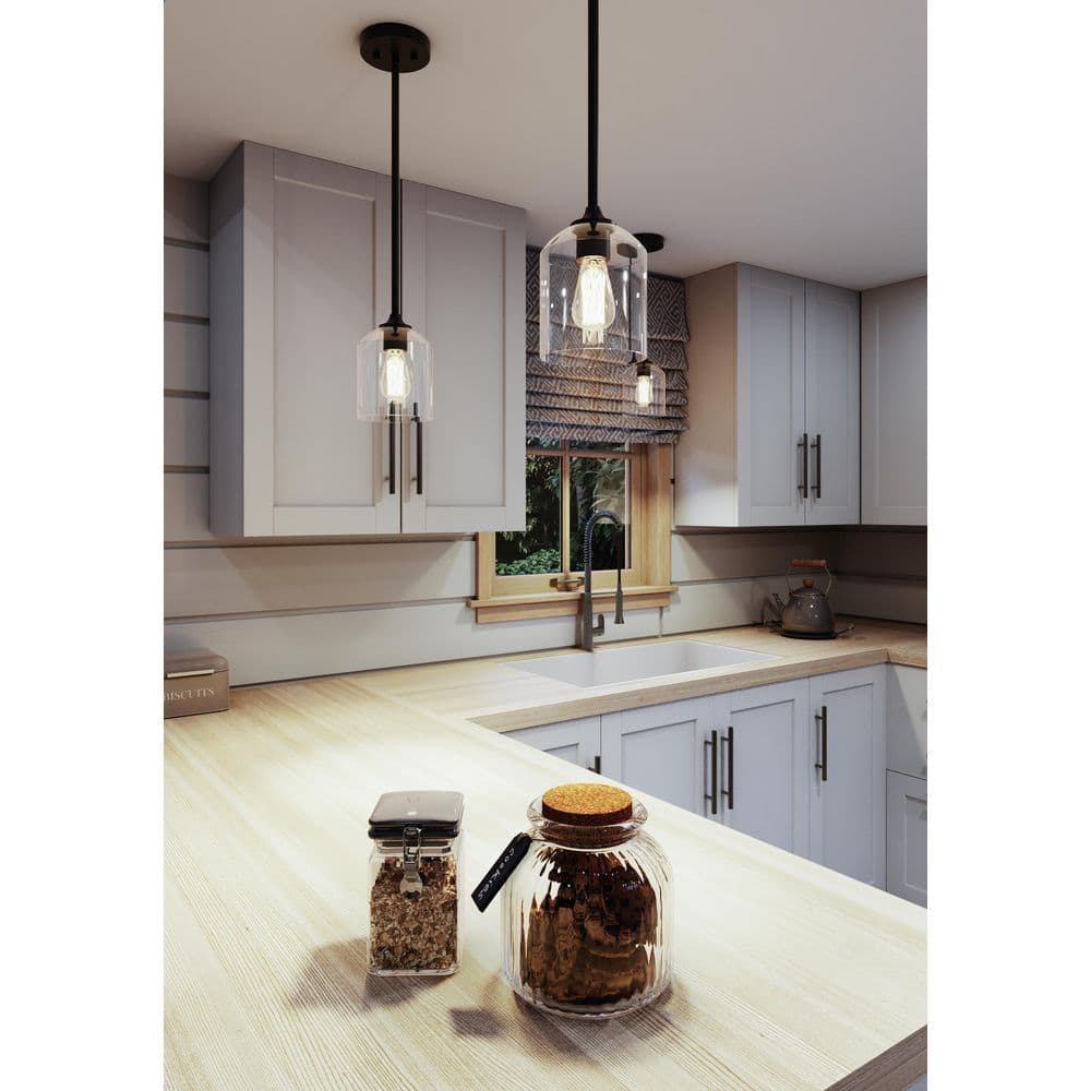 William Mini Black Glass Bell Pendant Light for Indoor/Outdoor