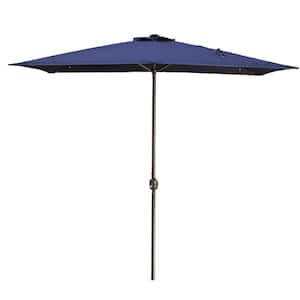 7.5 ft. Aluminum Outdoor Patio Umbrella with Hand Crank Lift in Navy
