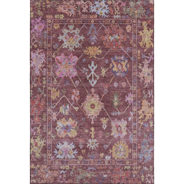Mayfield Premium Machine Washable Abstract AMF2234 Burgundy 10 ft. x 14 ft. Area Rug
