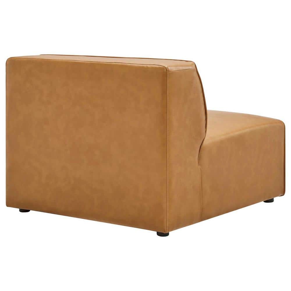 Tan Faux Leather 5-Piece Sectional Sofa with Check Pattern