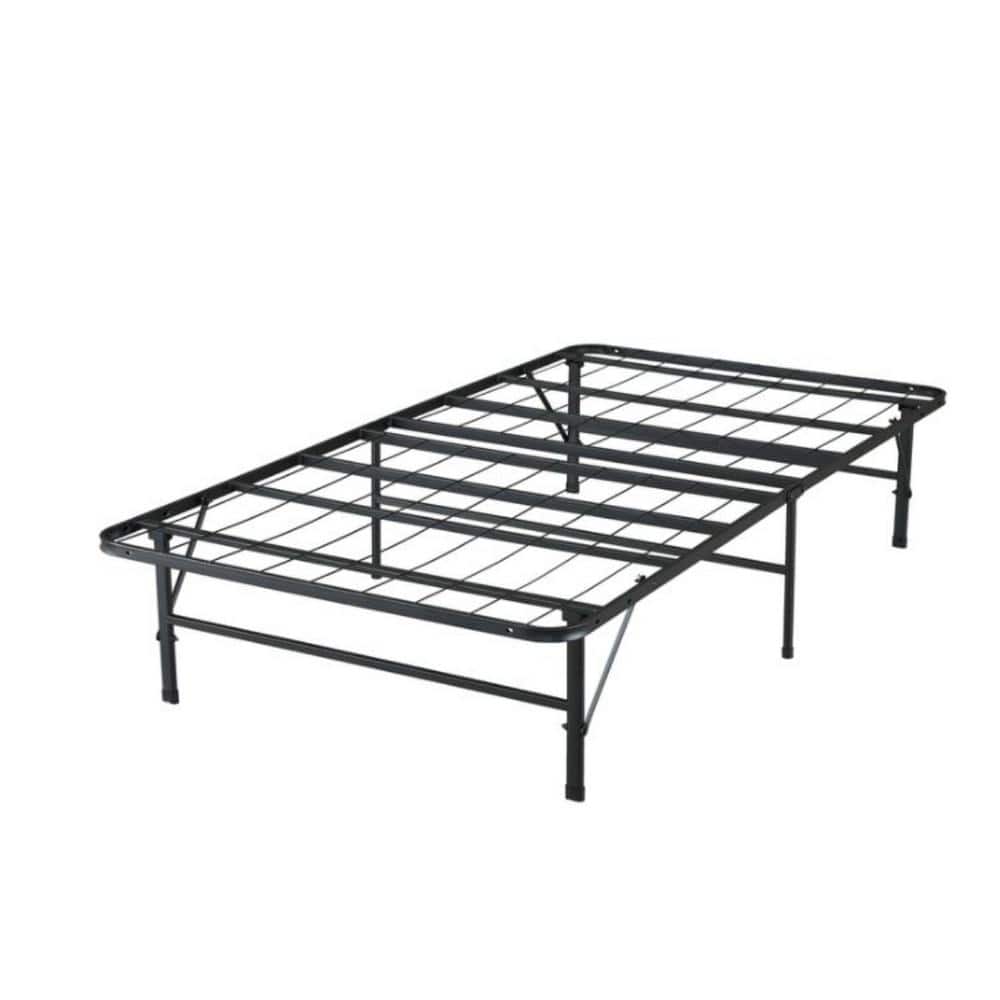 idealBase 14" Foldable Metal Platform Bed Frame - Mattress Foundation - Box Spring Replacement by Naomi Home-Bed Size:Twin,Color:Black