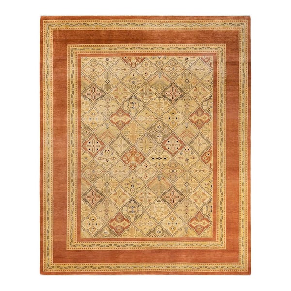 Eclectic Brown 8 ft. x 10 ft. Floral Wool Indoor Area Rug