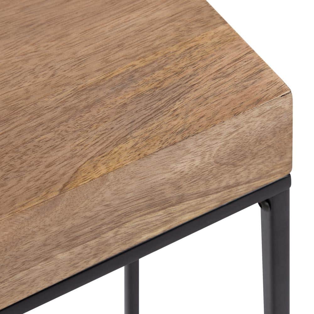 Natural Mango Wood and Black Metal Slim Side Table