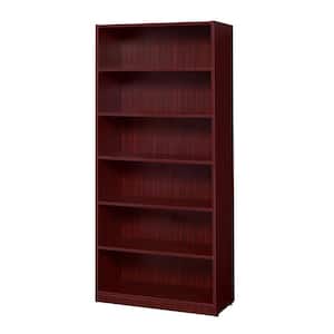 Magons 71 in. Mahogany Wood 6-shelf Standard Bookcase with Adjustable Shelves