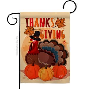 13 in. x 18.5 in. Thanksgiving Turkey Garden Flag Double-Sided Fall Decorative Vertical Flags