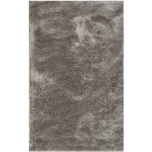 South Beach Shag Silver 6 ft. x 9 ft. Solid Area Rug