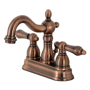 Heritage 4 in. Centerset 2-Handle Bathroom Faucet in Antique Copper