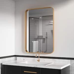 16 in. W x 24 in. H Small Rectangle Metal Framed Wall Mirror Bathroom Mirror Vanity Mirror Accent Mirror in Gold