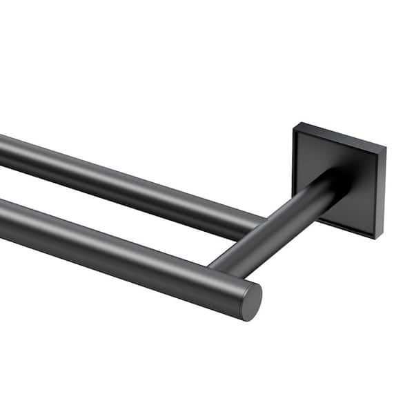 Mode 24 in. Wall Mounted Double Towel Bar in Matte Black