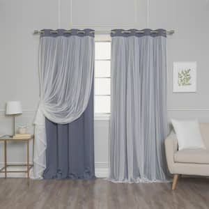 Stone Lace Solid 52 in. W x 84 in. L Grommet Blackout Curtain (Set of 2)