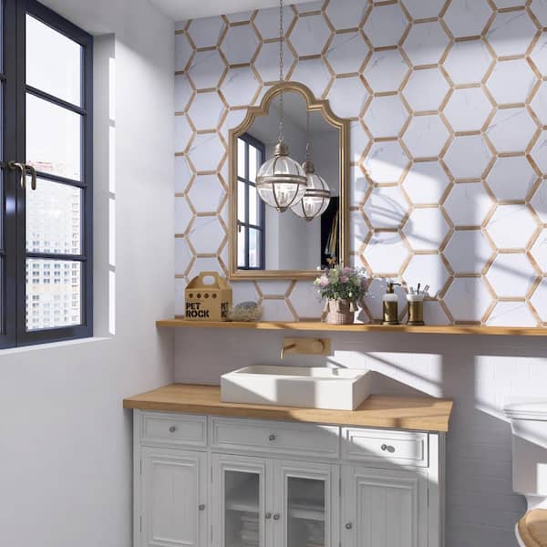 MOLOVO Denia Beige Hexagon 8.58 in. x 9.89 in. Matte Porcelain