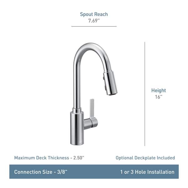 MOEN Genta LX Chrome 16 in. H Pull Down Sprayer Kitchen Faucet