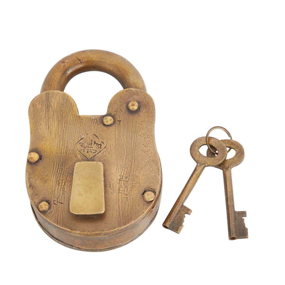Litton Lane Brass Metal Lock And Key 040275 - The Home Depot