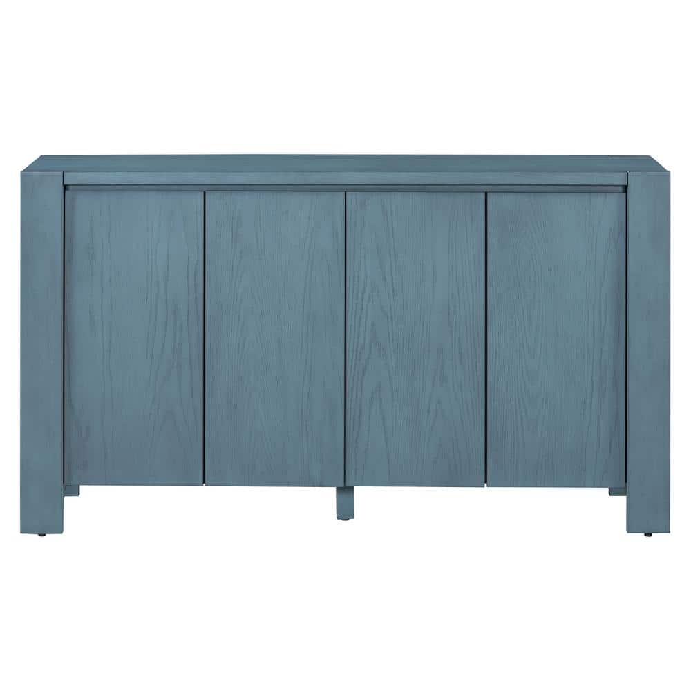 59 in. W x 15.9 in. D x 34.1 in. H Navy Blue Linen Cabinet with 4 Doors, Di