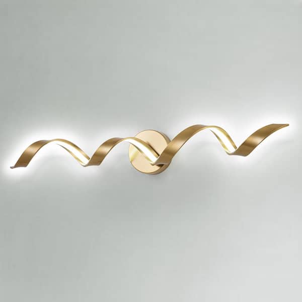 Wall Light - The Home Fixture Vanity 1-Light in. Light Gold Depot Modern EDISLIVE 20-Watt Miron 81010000039908 31.5 Design LED 6000K Spiral