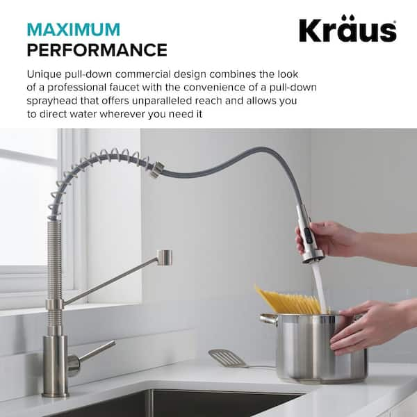 KRAUS Single Handle 18-Inch Commercial Kitchen Faucet with Dual