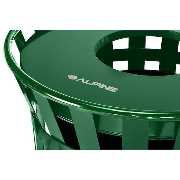 38 gal. Green Steel Slatted Outdoor Commercial Vented Trash Can Recycling Bin Receptacle