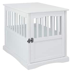 White Pet Crate End Table with Gate - Small