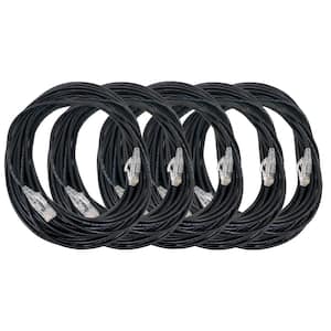 50 ft. 28AWG Ultra Slim CAT6 Patch Cables, Black (5 per Pack)