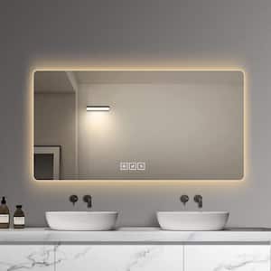 47 in. W x 23.6 in. H Large Rectangular Frameless LED Light Anti-Fog Wall Bathroom Vanity Mirror in Silver